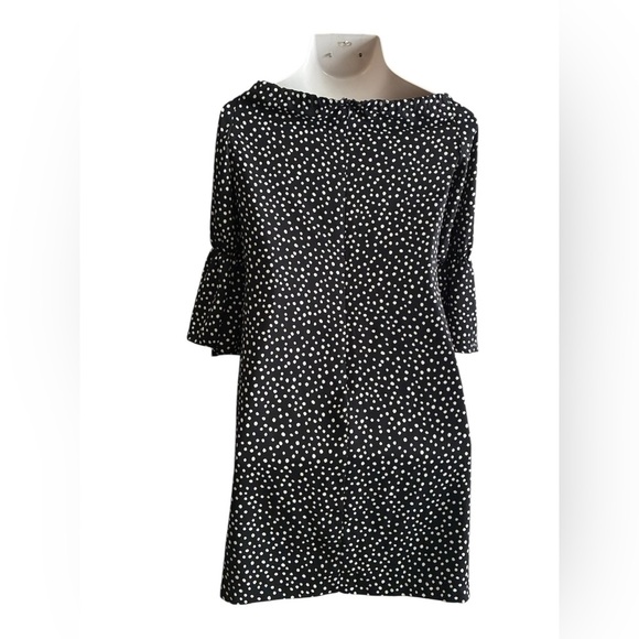Lauren Ralph Lauren Black and White Dotted Off-Shoulder Sheath Dress 14 - Picture 3 of 14